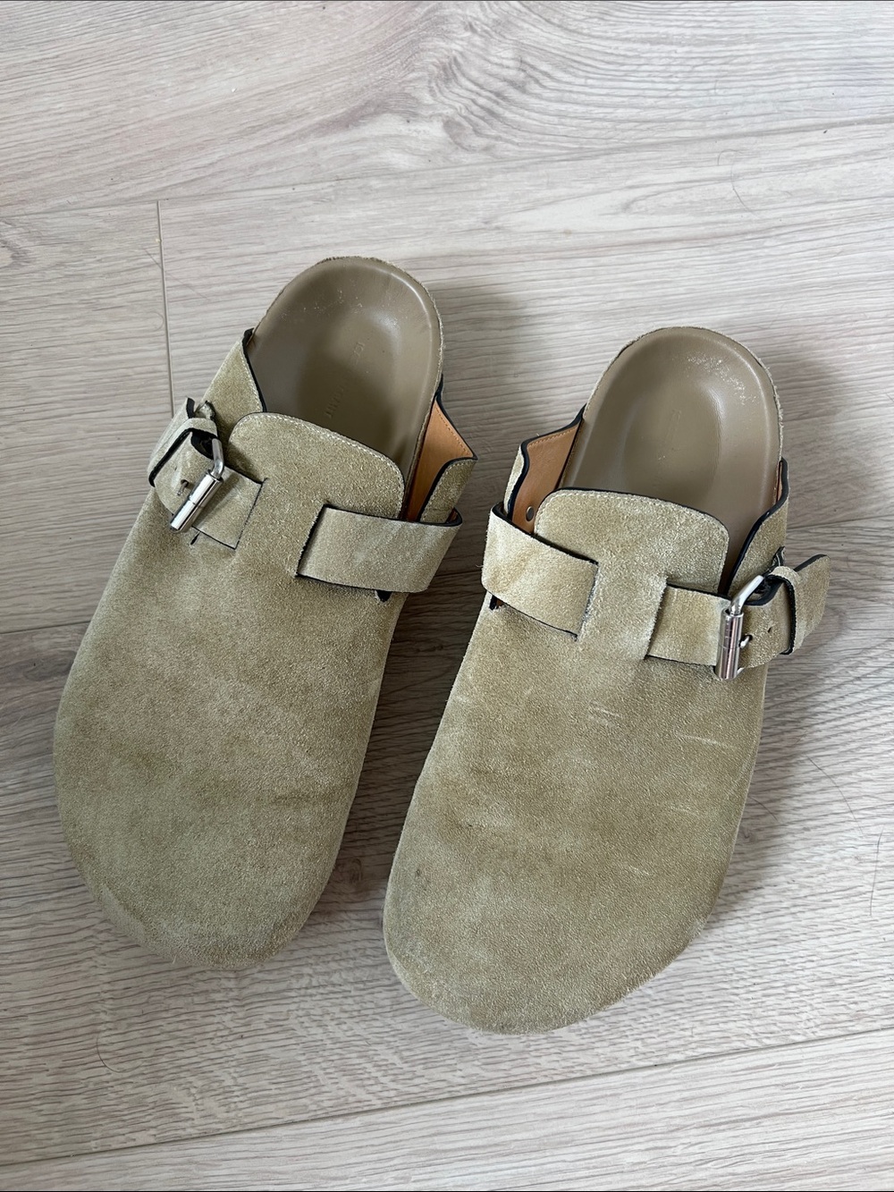 Isabel Marant Suede Slip-On Clogs with Buckle